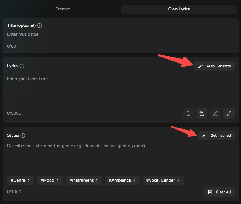 MusicCreator AI Lyrics Generator